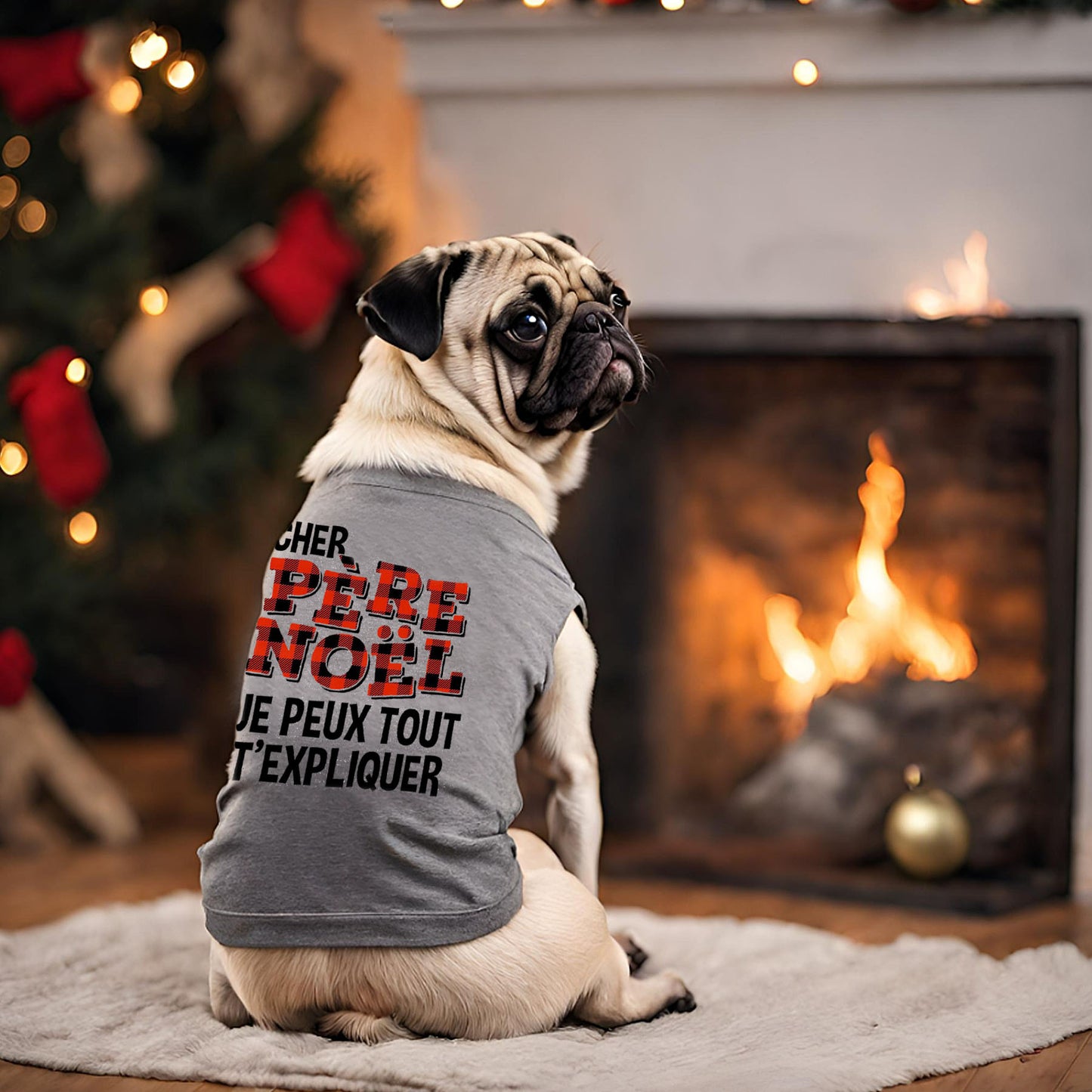 Cher Père-Noël, t-shirt pour chien