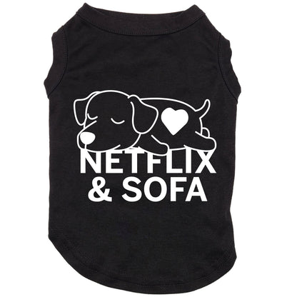 Netflix et sofa, t-shirt pour chien