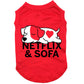 Netflix et sofa, t-shirt pour chien